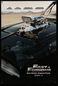 9w244 FAST & FURIOUS teaser DS 1sh '09 Vin Diesel, Paul Walker, blown R/T Charger!