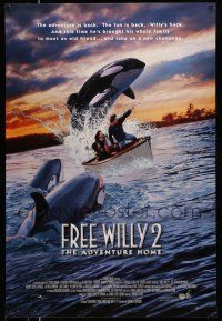 9w263 FREE WILLY 2 advance 1sh '95 Dwight Little directed sequel, The Adventure Home, killer whale!