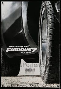 9w269 FURIOUS 7 teaser DS 1sh '15 Jason Statham, Dwayne Johnson, Vin Diesel, close up image of car!