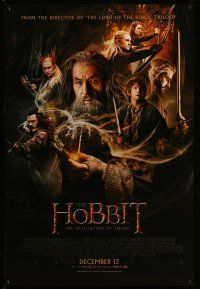 9w328 HOBBIT: THE DESOLATION OF SMAUG advance DS 1sh '13 Peter Jackson directed, cool cast montage!