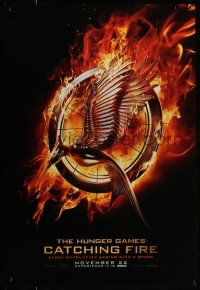 9w338 HUNGER GAMES: CATCHING FIRE teaser 1sh '13 Jennifer Lawrence, cool logo surrounded by flames!