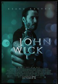 9w387 JOHN WICK advance DS 1sh '14 cool image of Keanu Reeves pointing gun!