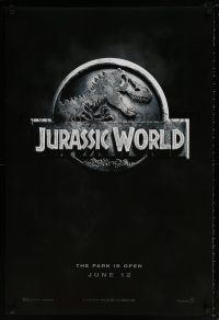 9w394 JURASSIC WORLD teaser DS 1sh '15 Jurassic Park sequel, cool image of the classic logo!