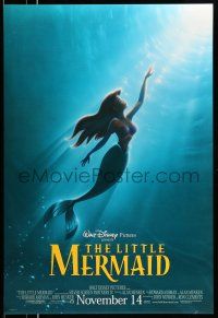 9w428 LITTLE MERMAID advance DS 1sh R97 Ariel swimming to the surface, Disney underwater cartoon!