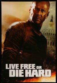 9w430 LIVE FREE OR DIE HARD teaser 1sh '07 Bruce Willis by the U.S. capitol building!