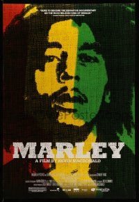 9w468 MARLEY DS 1sh '12 reggae music, cool red, yellow & green image of Bob Marley!