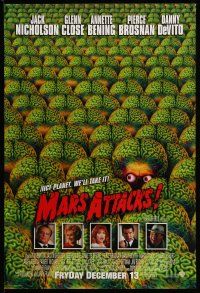 9w470 MARS ATTACKS! int'l advance 1sh '96 directed by Tim Burton, image of wacky brainy aliens!