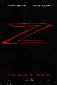 9w475 MASK OF ZORRO teaser DS 1sh '98 Antonio Banderas, Catherine Zeta-Jones, Anthony Hopkins