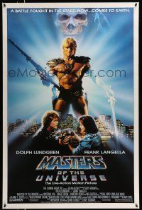 9w476 MASTERS OF THE UNIVERSE 1sh '87 great image of Dolph Lundgren as He-Man!