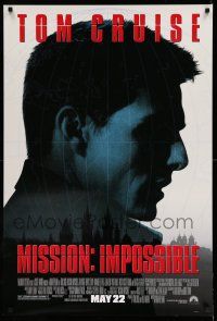 9w496 MISSION IMPOSSIBLE advance 1sh '96 cool silhouette of Tom Cruise, Brian De Palma directed!