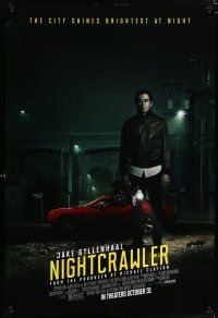 9w531 NIGHTCRAWLER advance DS 1sh '14 cool image of Jake Gyllenhaal with camera and sports car!