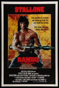 9w597 RAMBO FIRST BLOOD PART II 1sh '85 no law, no war can stop Sylvester Stallone!