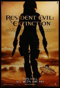 9w610 RESIDENT EVIL: EXTINCTION teaser 1sh '07 silhouette of zombie killer Milla Jovovich!
