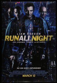 9w632 RUN ALL NIGHT advance DS 1sh '15 Liam Neeson, Joel Kinnaman, Vincent D'Onofrio!