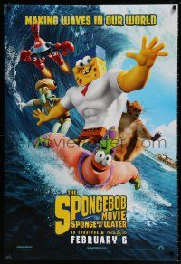 9w694 SPONGEBOB MOVIE: SPONGE OUT OF WATER DS teaser 1sh '15 wacky image surfing with cast!
