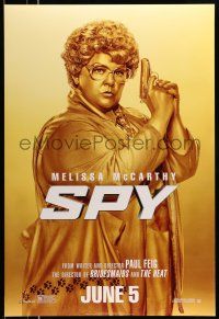 9w697 SPY style C teaser DS 1sh '15 Melissa McCarthy, wacky Goldfinger parody image!