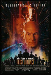 9w712 STAR TREK: FIRST CONTACT advance 1sh '96 Jonathan Frakes, Stewart, Spiner, sexy Borg Krige!