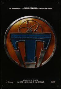 9w771 TOMORROWLAND teaser DS 1sh '15 Walt Disney, cool image of retro sci-fi logo!