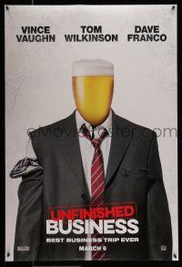 9w799 UNFINISHED BUSINESS style A teaser DS 1sh '15 Vince Vaughn, Tom Wilkinson, Dave Franco!