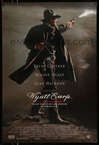9w838 WYATT EARP 1sh '94 cool image of Kevin Costner in the title role firing gun!