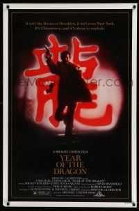9w843 YEAR OF THE DRAGON 1sh '85 Mickey Rourke, Michael Cimino Asian crime thriller!