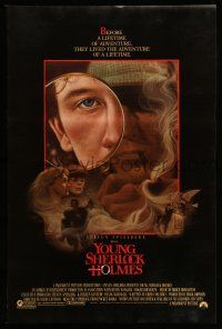 9w846 YOUNG SHERLOCK HOLMES 1sh '85 Steven Spielberg, Nicholas Rowe, really cool detective art!