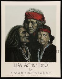 9x525 LISA SCHNEIDER signed 17x22 art print '94 by the artist, Three Generations, Native-Americans!