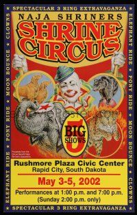 9x490 SHRINE CIRCUS 14x22 circus poster '02 wonderful big top art of clown and animals!