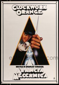 9x731 CLOCKWORK ORANGE 28x40 Italian commercial poster '80s Kubrick classic, Malcolm McDowell!