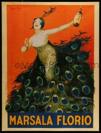 9x707 MARSALA FLORIO 24x32 Italian commercial poster '01 D'Ylean art of woman dressed like peacock