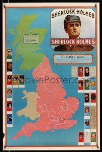 9x717 SHERLOCK HOLMES MAP 23x35 commercial poster '76 cool map of the U.K. plus characters!