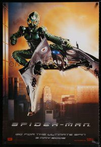 9x792 SPIDER-MAN DS 27x40 German commercial poster '02 the Green Goblin on his jet glider, Marvel!