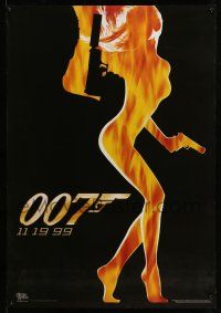 9x820 WORLD IS NOT ENOUGH 27x39 Dutch commercial poster '99 James Bond, flaming sexy girl!