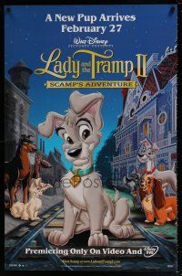 9x402 LADY & THE TRAMP II: SCAMP'S ADVENTURE 26x40 video poster '01 Disney canine cartoon sequel!