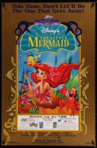 9x404 LITTLE MERMAID 27x40 video poster R98 images of Ariel & cast, Disney underwater cartoon!