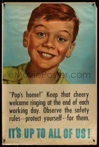 9x491 IT'S UP TO ALL OF US 24x36 motivational poster '47 Wells photo of smiling child, Pop's home!