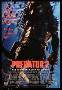 9x417 PREDATOR 2 25x38 video poster '90 great full-length image of alien hunter in L.A.!