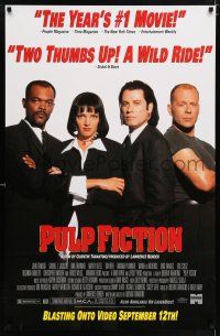 9x418 PULP FICTION 26x40 video poster '94 John Travolta, Bruce Willis, Samuel L. Jackson, Thurman!