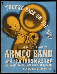 9x504 ARMCO BAND & THE IRONMASTER 2-sided radio poster '20s they are back on the air, great artwork!