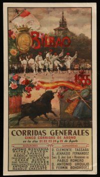 9x596 BILBAO 1955 9x17 2-sided Spanish special '55 matador bullfighting toreador artwork by J. Reus!