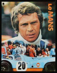 9x188 LE MANS special 17x22 '71 Gulf Oil, race car driver Steve McQueen, orange title design!