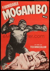 9x206 MOGAMBO 16x22 special '53 Clark Gable & Ava Gardner in Africa, art of giant ape!