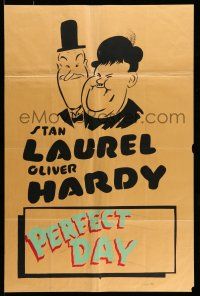9x488 LAUREL & HARDY hand-painted 25x38 Canadian 1sh '50s great art for A Perfect Day!