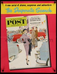 9x661 SATURDAY EVENING POST JANUARY 5, 1952 22x28 special '52 cool art of woman car shopping!
