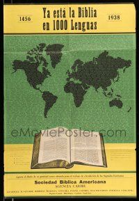 9x662 SOCIEDAD BIBLICA AMERICANA 22x32 special '38 great image of the bible and world map!