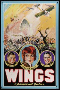 9x853 WINGS REPRODUCTION 27x41 special '10s William Wellman, Clara Bow & Buddy Rogers!