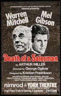 9x500 DEATH OF A SALESMAN 22x35 Australian stage poster '82 Warren Mitchell, Mel Gibson!