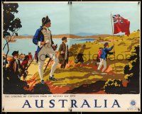 9x004 AUSTRALIA 40x51 Australian travel poster '30s Trompf art of Cpt. Cook in 1770 at Botany Bay!
