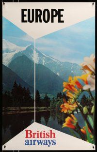 9x042 BRITISH AIRWAYS EUROPE 25x40 English travel poster '80s great images of the alps!