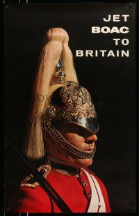 9x044 JET BOAC TO BRITAIN 25x40 English travel poster '70s a member of Household Cavalry!
